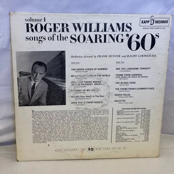 Roger Williams Songs Of The Soaring '60s Volume 1 (Vinyl, 1961) Kapp Records KL - Picture 3 of 12
